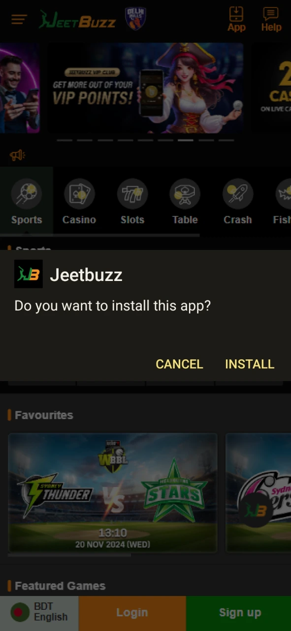 Install the JeetBuzz mobile app for Android.