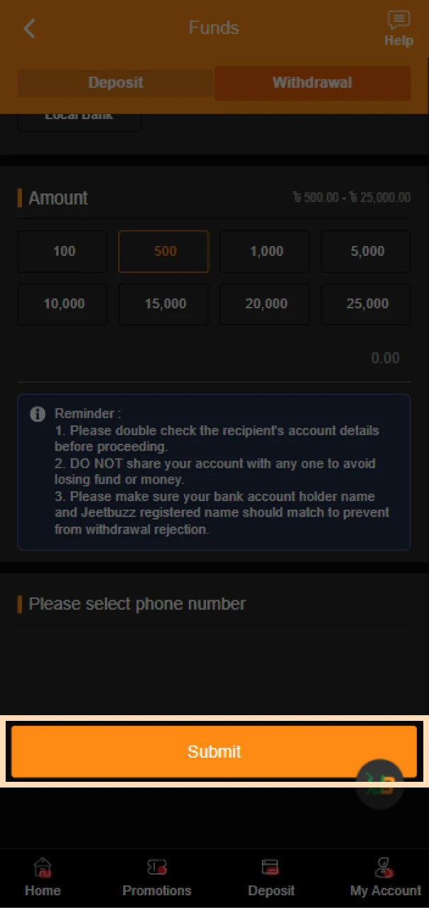 Confirm your withdrawal from JeetBuzz.