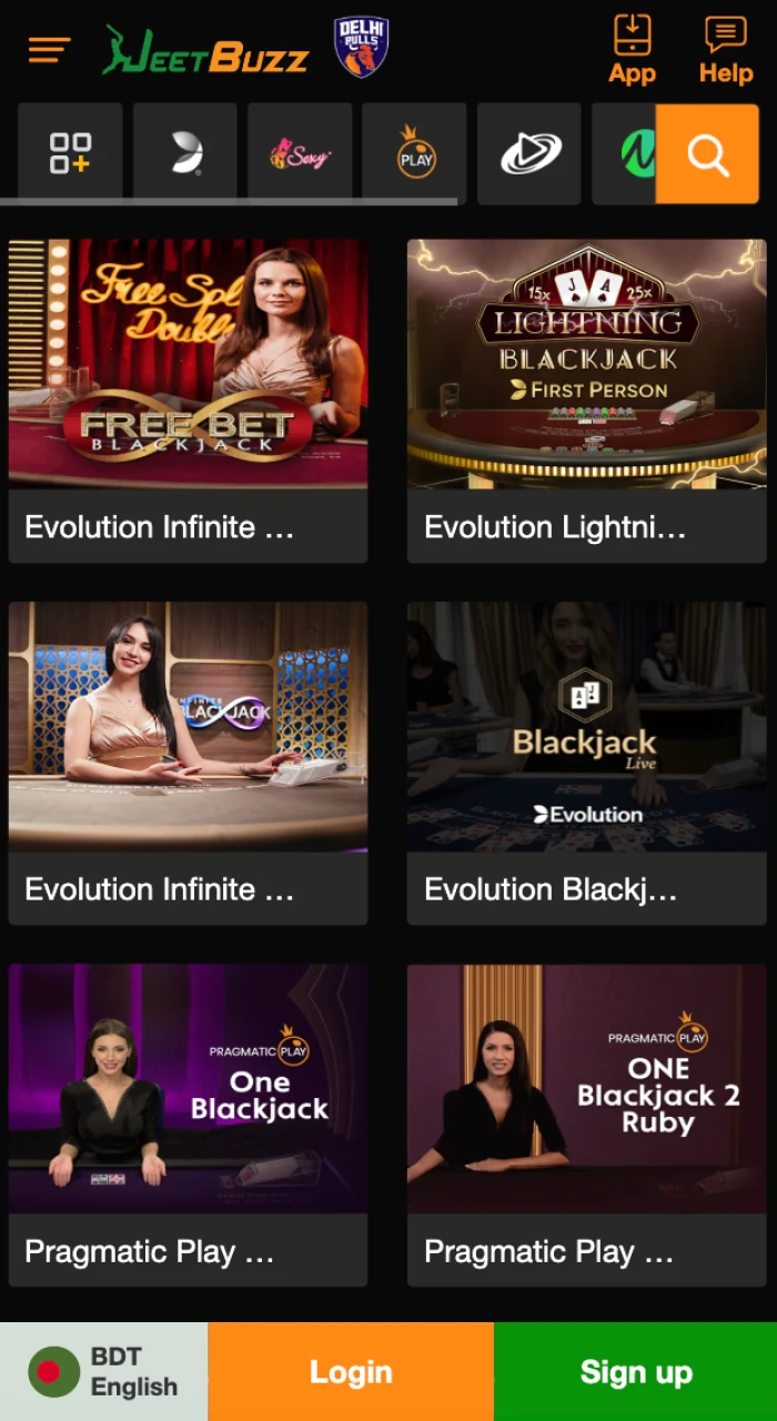 Go to the blackjack games section at Jeetbuzz Online Casino and choose a game for yourself.