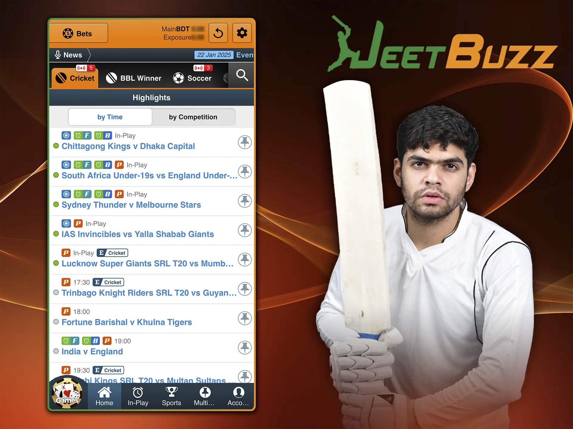 The JeetBuzz app is designed so that every user can find the match they are interested in and make their predictions.