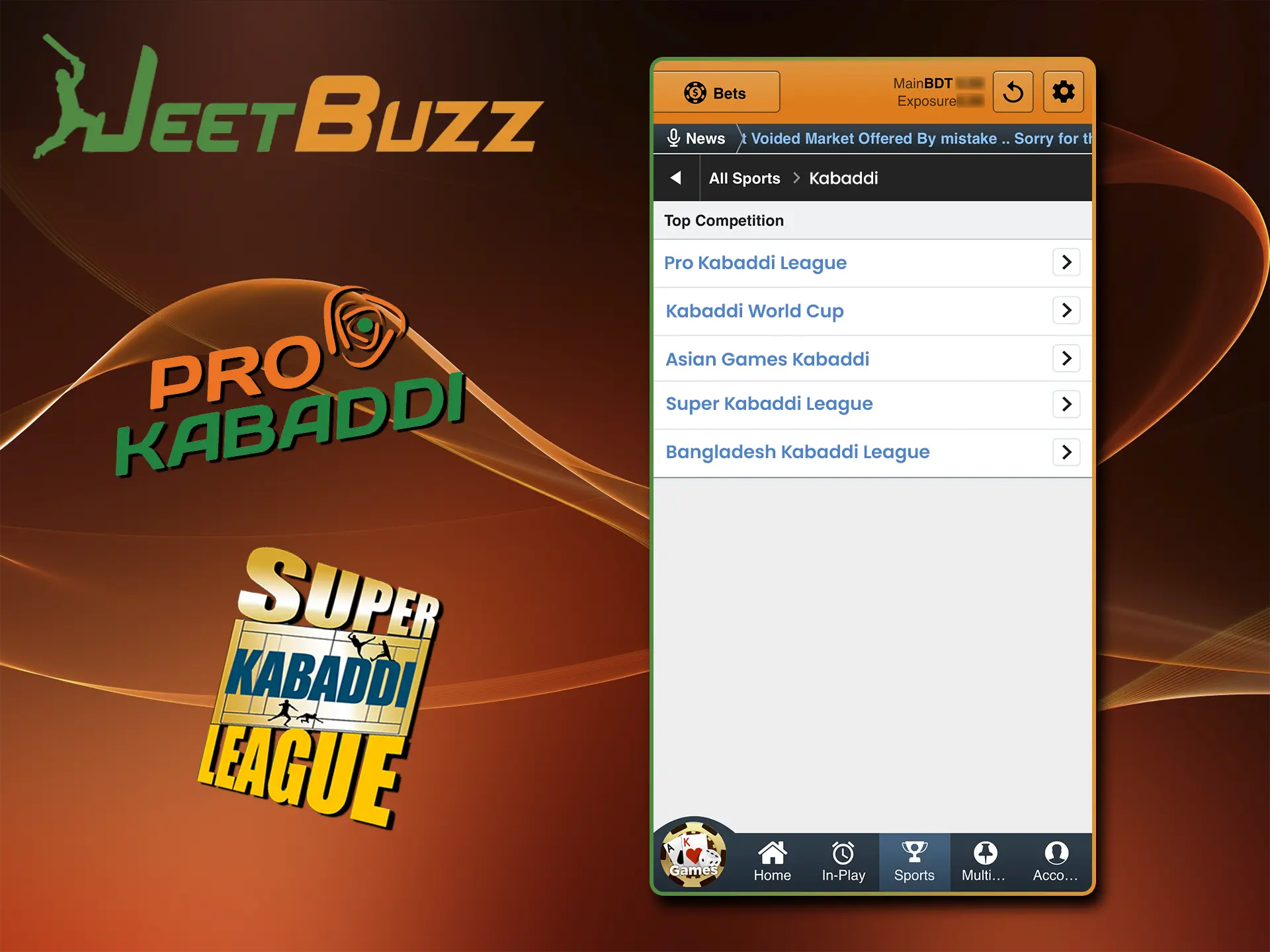 All the famous kabaddi leagues and tournaments are available on the JeetBuzz app and waiting for your bets.