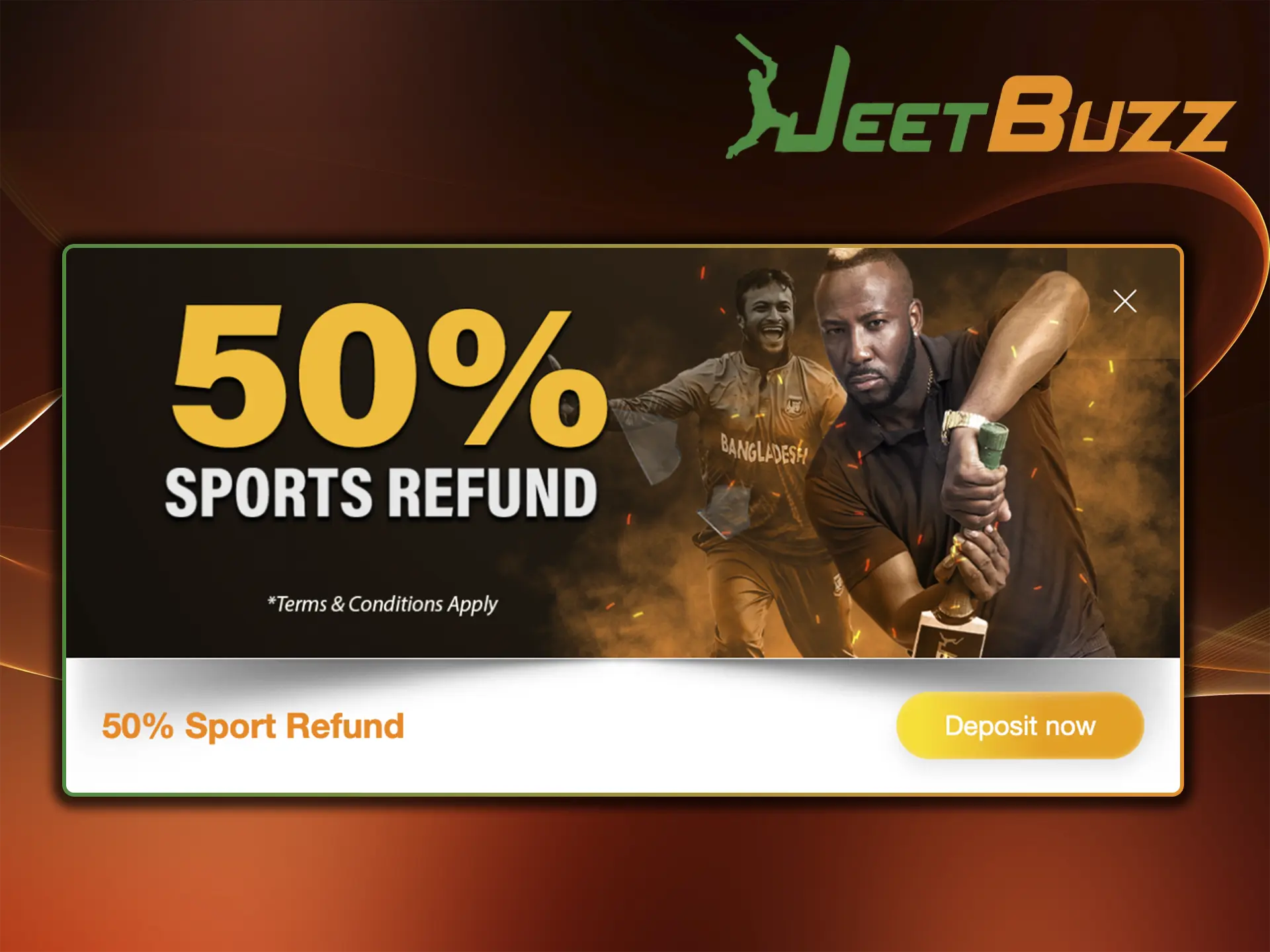 If you have any doubts about a bet, you can take advantage of a bonus from bookmaker JeetBuzz that will give you back a portion of your loss.