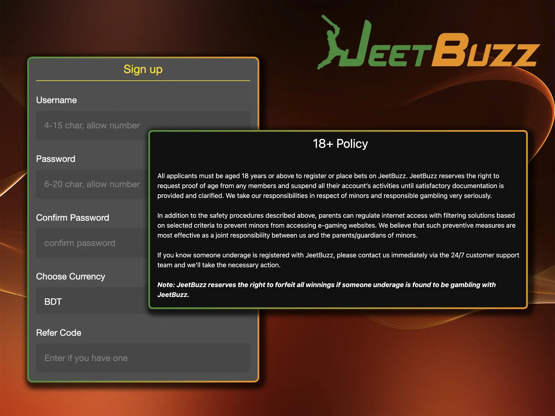 Find out what you need to look out for when signing up for an account at JeetBuzz Casino.